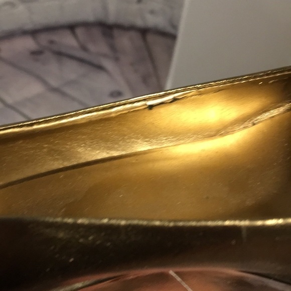 Kelly & Katie gold platform peep toe wedges - Picture 5 of 10